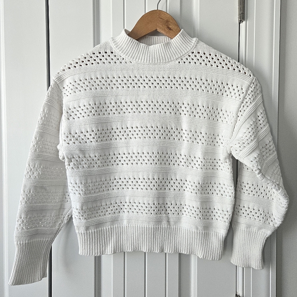 White Cotton Knit Sweater